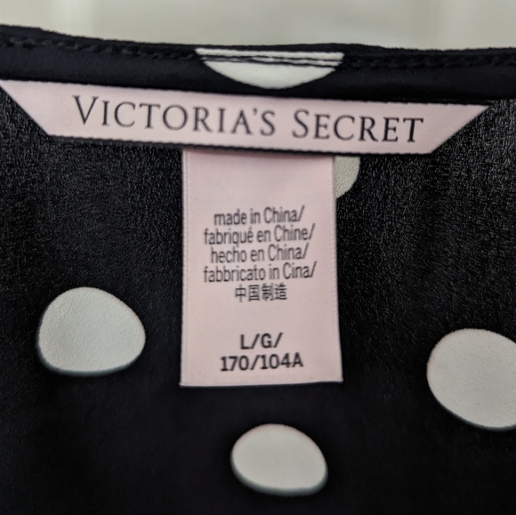 Victoria's Secret L Black & White Polka Dot Crop Wrap Blouse - Picture 3 of 8